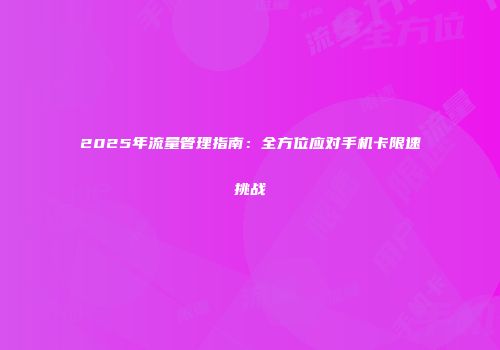 2025年流量管理指南:全方位应对手机卡限速挑战