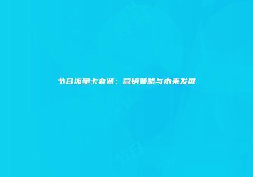 节日流量卡套餐:营销策略与未来发展