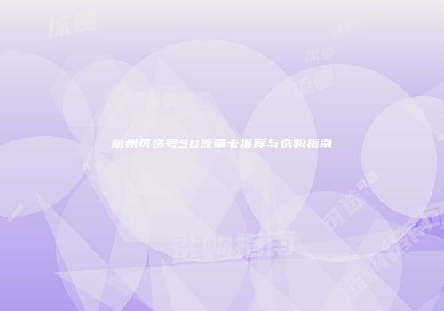 杭州可选号5G流量卡推荐与选购指南