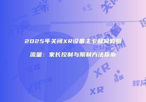2025年关闭XR设备主卡蜂窝数据流量：家长控制与限制方法指南