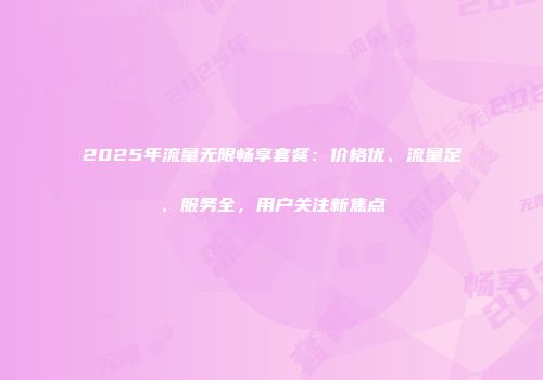 2025年流量无限畅享套餐：价格优、流量足、服务全，用户关注新焦点