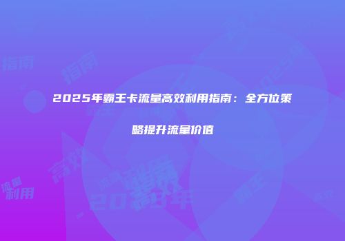 2025年霸王卡流量高效利用指南：全方位策略提升流量价值