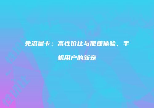 免流量卡：高性价比与便捷体验，手机用户的新宠