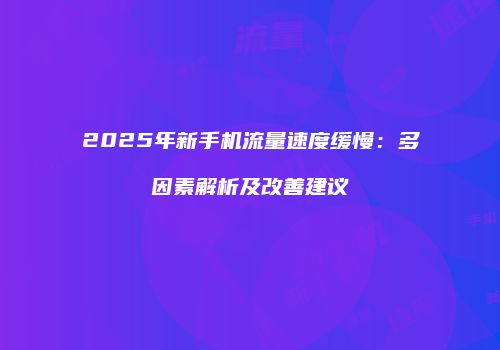 2025年新手机流量速度缓慢：多因素解析及改善建议