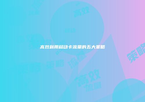 高效利用移动卡流量的五大策略