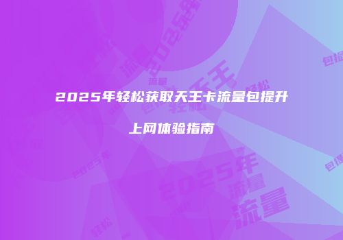 2025年轻松获取天王卡流量包提升上网体验指南