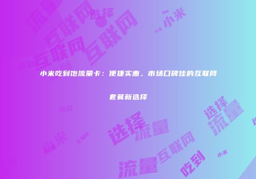 小米吃到饱流量卡：便捷实惠，市场口碑佳的互联网套餐新选择