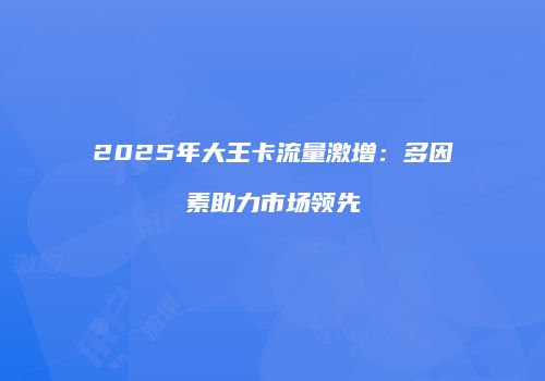 2025年大王卡流量激增：多因素助力市场领先