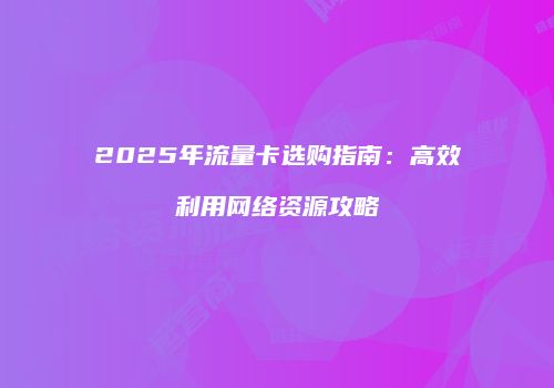 2025年流量卡选购指南：高效利用网络资源攻略