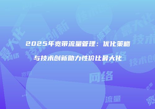 2025年宽带流量管理:优化策略与技术创新助力性价比最大化