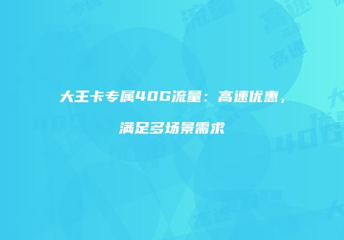 大王卡专属40G流量：高速优惠，满足多场景需求