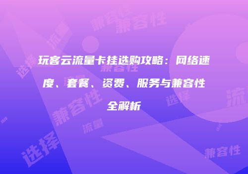 玩客云流量卡挂选购攻略：网络速度、套餐、资费、服务与兼容性全解析