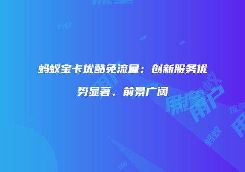蚂蚁宝卡优酷免流量：创新服务优势显著，前景广阔