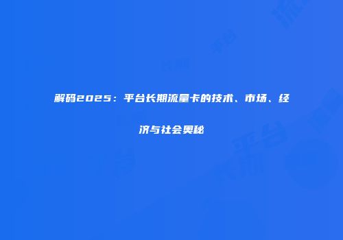 解码2025:平台长期流量卡的技术、市场、经济与社会奥秘