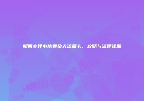 如何办理电信黄金大流量卡:攻略与流程详解