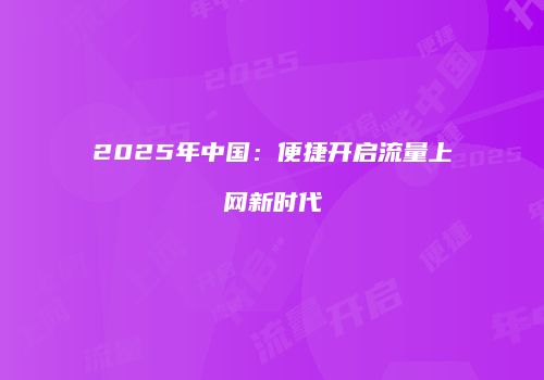 2025年中国：便捷开启流量上网新时代