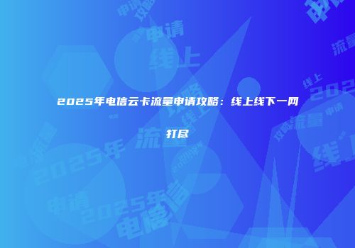 2025年电信云卡流量申请攻略：线上线下一网打尽