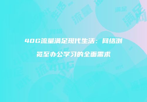 40G流量满足现代生活：网络浏览至办公学习的全面需求