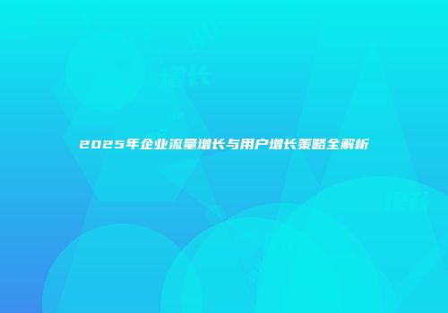 2025年企业流量增长与用户增长策略全解析