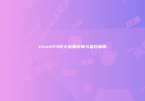 vivoX23双卡流量切换与监控指南
