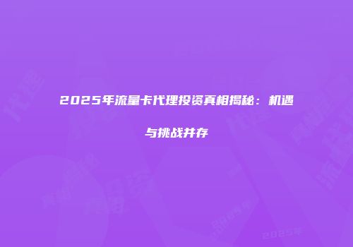 2025年流量卡代理投资真相揭秘：机遇与挑战并存