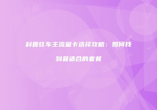 科鲁兹车主流量卡选择攻略：如何找到最适合的套餐