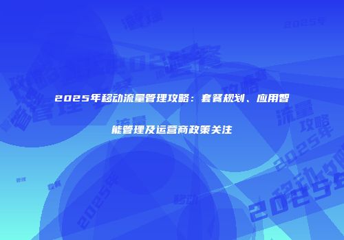 2025年移动流量管理攻略：套餐规划、应用智能管理及运营商政策关注