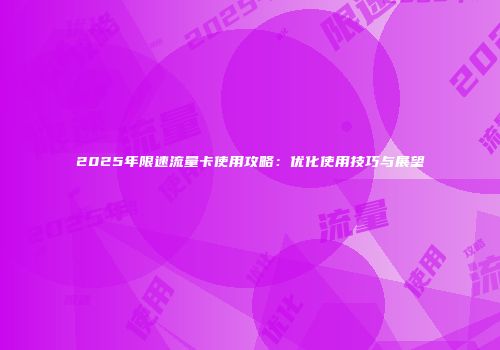 2025年限速流量卡使用攻略:优化使用技巧与展望