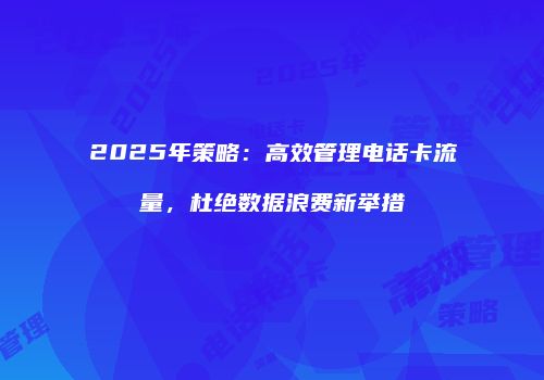 2025年策略：高效管理电话卡流量，杜绝数据浪费新举措
