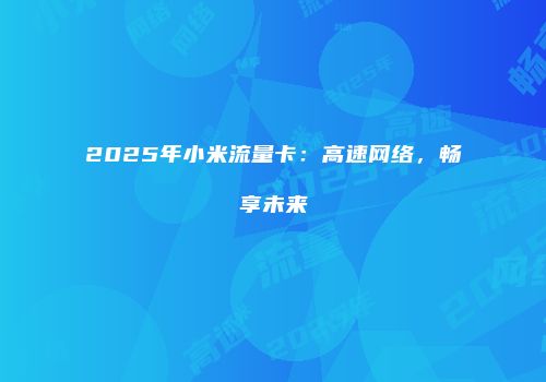 2025年小米流量卡：高速网络，畅享未来