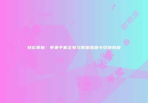 轻松掌握:苹果手机主号与数据流量卡切换教程
