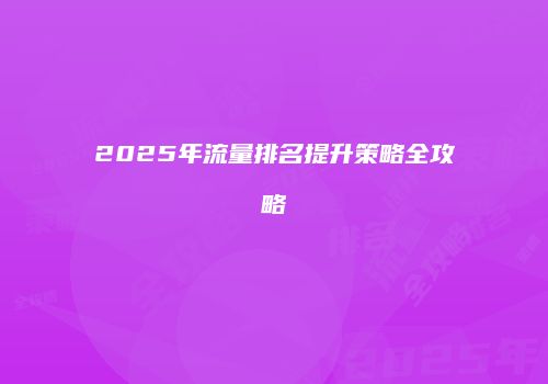 2025年流量排名提升策略全攻略