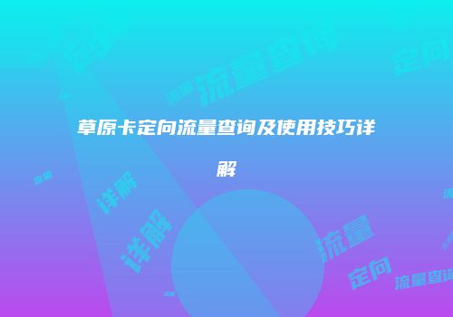 草原卡定向流量查询及使用技巧详解