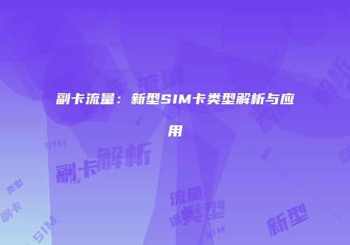 副卡流量：新型SIM卡类型解析与应用