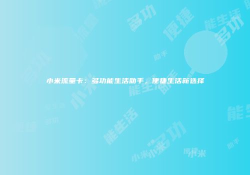 小米流量卡：多功能生活助手，便捷生活新选择