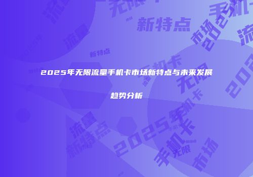 2025年无限流量手机卡市场新特点与未来发展趋势分析