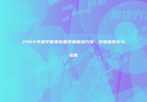 2025年和平精英流量问题解决方案:多维度优化与拓展