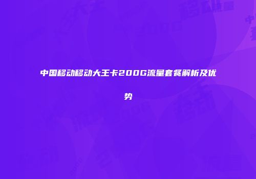 中国移动移动大王卡200G流量套餐解析及优势