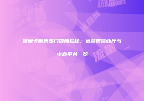 流量卡销售热门店铺揭秘：运营商营业厅与电商平台一览