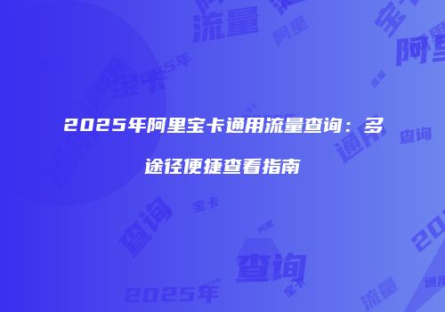 2025年阿里宝卡通用流量查询：多途径便捷查看指南