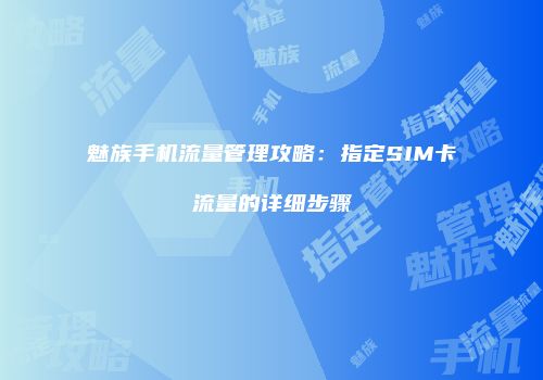 魅族手机流量管理攻略:指定SIM卡流量的详细步骤