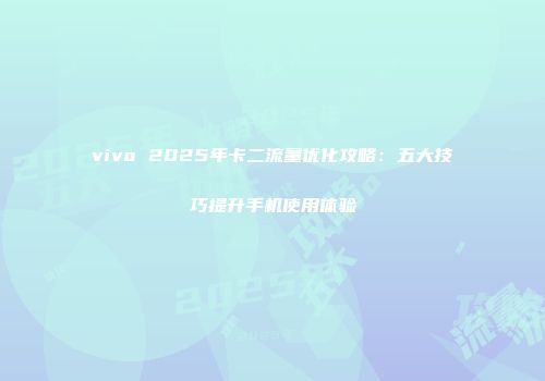 vivo 2025年卡二流量优化攻略:五大技巧提升手机使用体验