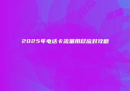 2025年电话卡流量用尽应对攻略