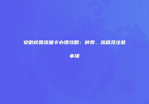 安徽校园流量卡办理攻略：种类、流程及注意事项