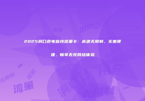 2025洞口县电信纯流量卡:高速无限制,实惠便捷,畅享无忧网络体验