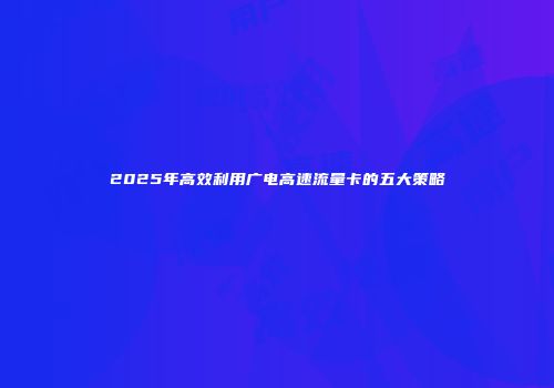 2025年高效利用广电高速流量卡的五大策略