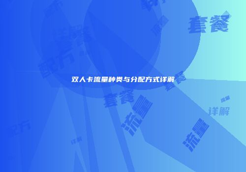 双人卡流量种类与分配方式详解