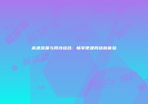 高速流量与网线结合:畅享便捷网络新体验