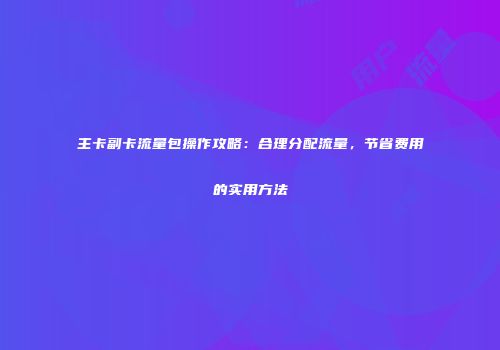 主卡副卡流量包操作攻略：合理分配流量，节省费用的实用方法