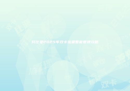 努比亚2025年双卡流量智能管理攻略